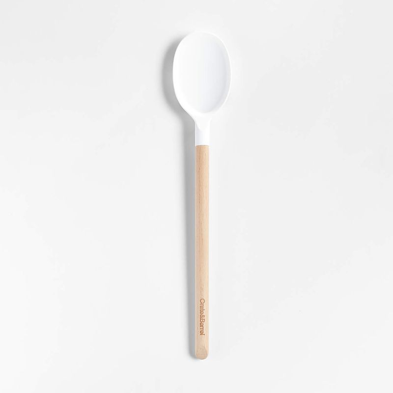 CRATE & BARREL - Cuchara Blanca Silicona Y Madera Crate & Barrel