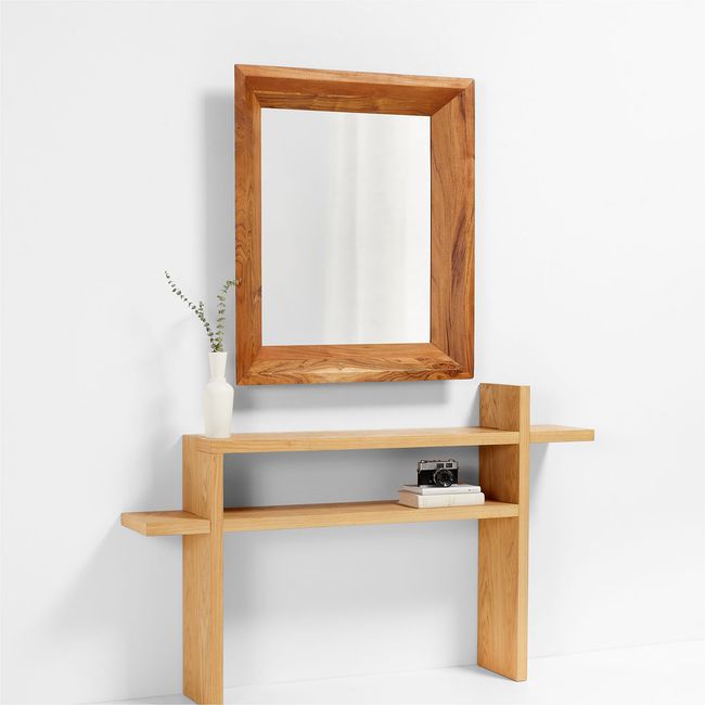 CRATE & BARREL - Espejo Rectangular Con Marco de Madera 104x71 Cm Crate & Barrel