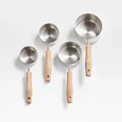 CRATE & BARREL - Set 4 Medidores Tazas Madera Acero