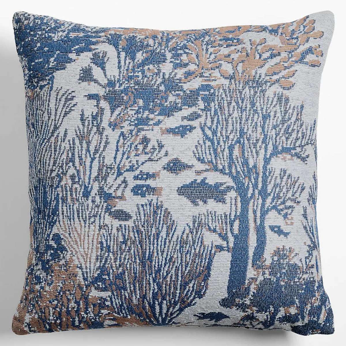 CRATE & BARREL - Cojín Decorativo Coral Jacquard Azul 51X51Cm Crate & Barrel