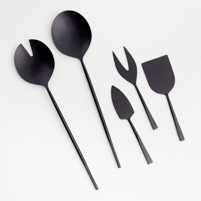 CRATE & BARREL - Set de 3 Cuchillos para Queso Negro Crate & Barrel