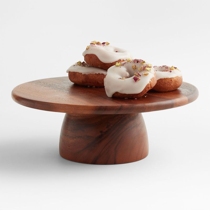 CRATE & BARREL - Pedestal Acacia Tondo Crate & Barrel