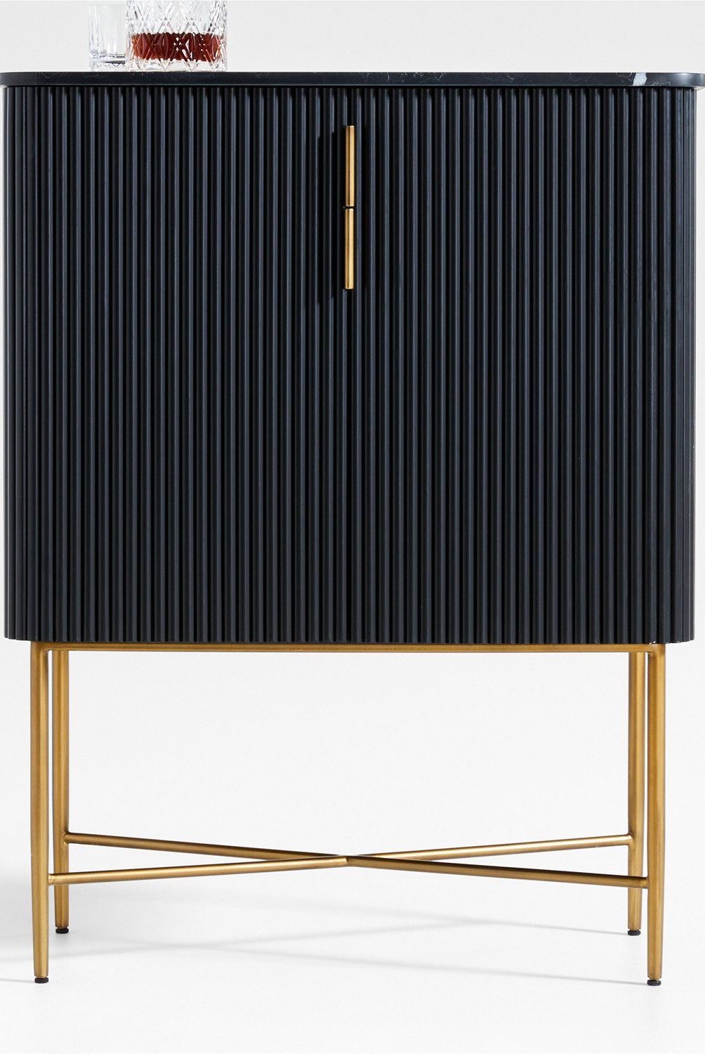 CRATE & BARREL - Bar Fayette Negro Acanalado Crate & Barrel