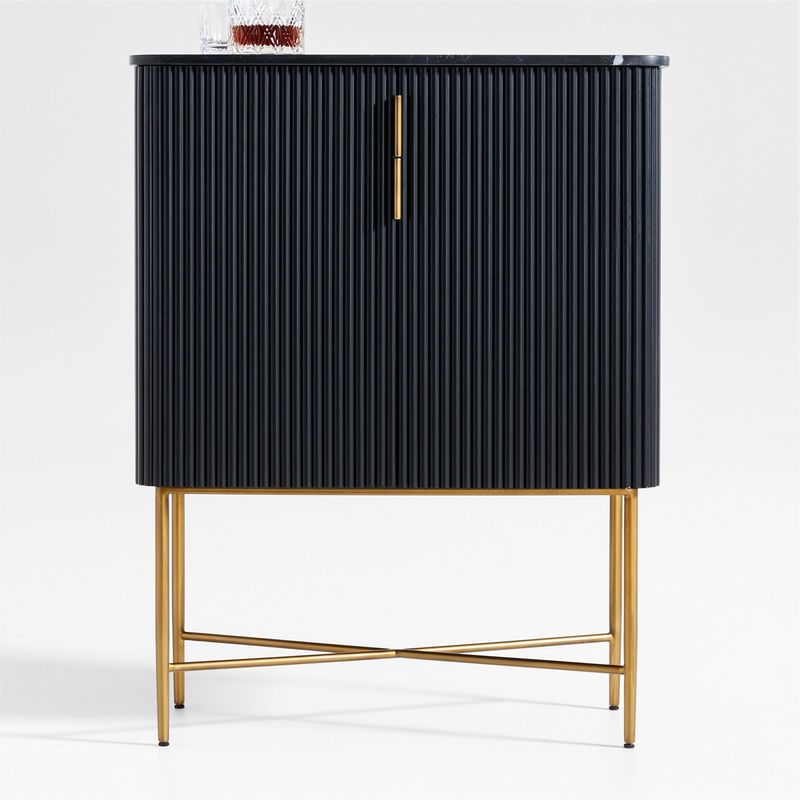 CRATE & BARREL - Bar Fayette Negro Acanalado Crate & Barrel