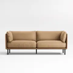 CRATE & BARREL - Sofá Cuero Vegano Wells