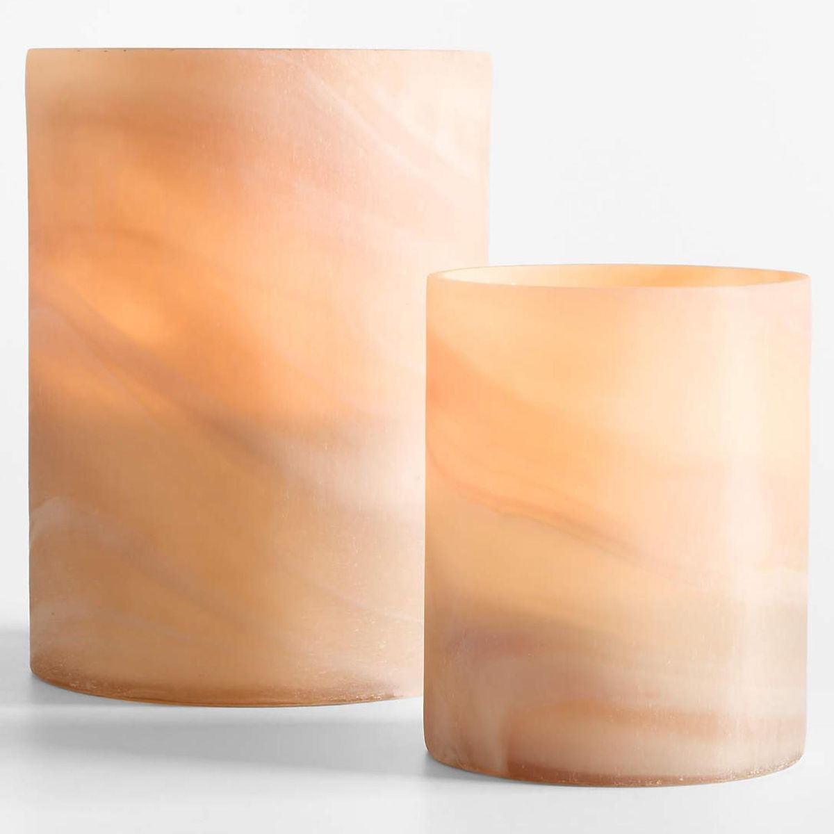 CRATE & BARREL - Portavelas hurricane vidrio marmolado 20cm