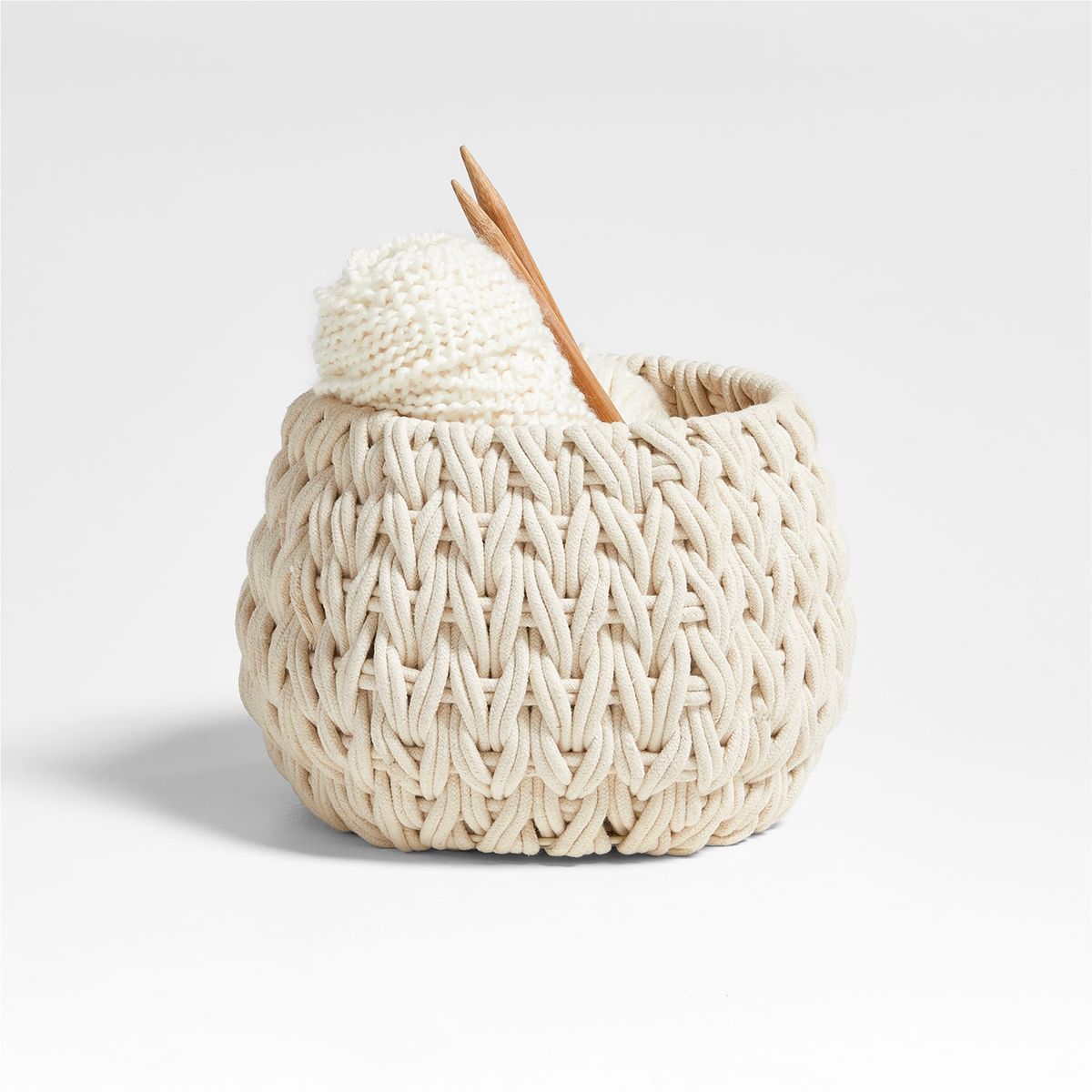 CRATE & BARREL - Cesto Pequeño Rulon Blanco Crate & Barrel