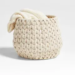 CRATE & BARREL - Canasto organizador Mediano Rulon Blanco