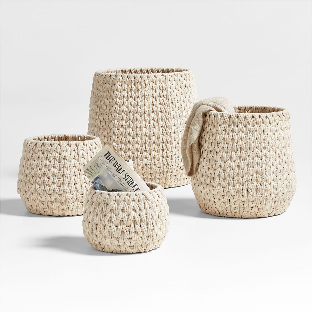 CRATE & BARREL - Canasto organizador Mediano Rulon Blanco Crate & Barrel