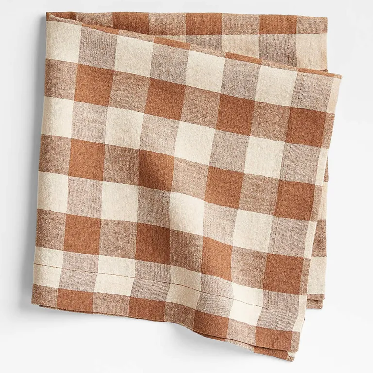 CRATE & BARREL Servilleta Lino Marin Vichy Terracota