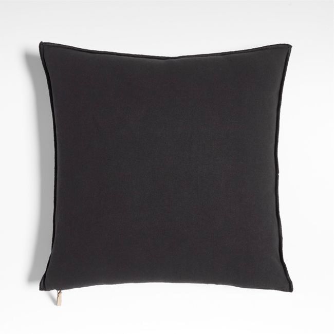CRATE & BARREL - Funda Almohada Chatou Rayas Negro Crate & Barrel