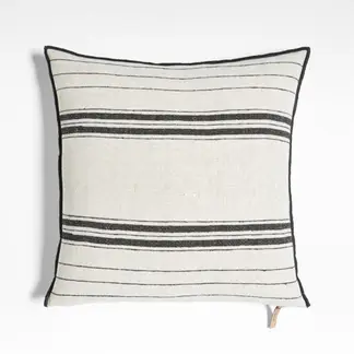 CRATE & BARREL - Funda Almohada Chatou Rayas Marfil
