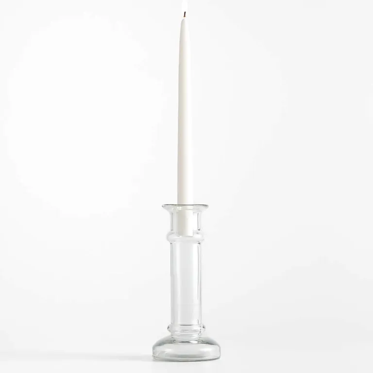CRATE & BARREL Candelabro De Vidrio Transparente Kati