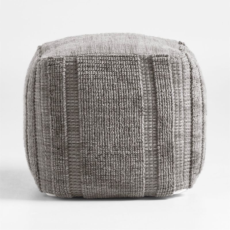 CRATE & BARREL - Pouf Texturizado Gris Crate & Barrel