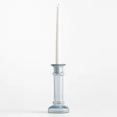 CRATE & BARREL - Candelabro De Vidrio Azul Kati