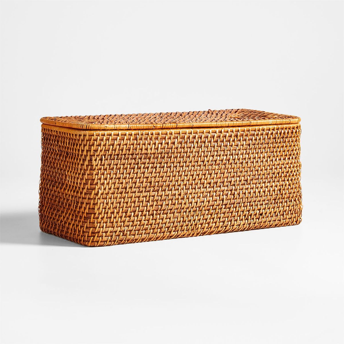 CRATE & BARREL - Canasto Organizador Con Tapa Rectang Sedona Miel Crate & Barrel