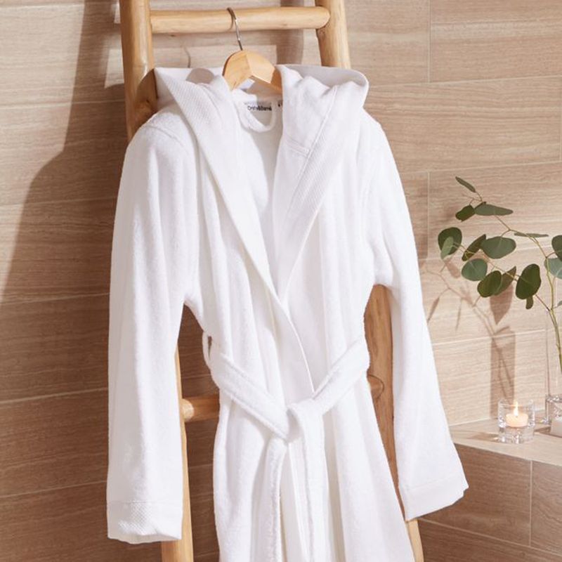 CRATE & BARREL - Bata De Baño Blanca L/Xl Crate & Barrel