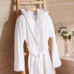 CRATE & BARREL - Bata De Baño Blanca L/Xl