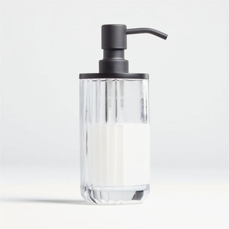 CRATE & BARREL - Jabonera Vidrio Tapa Negra