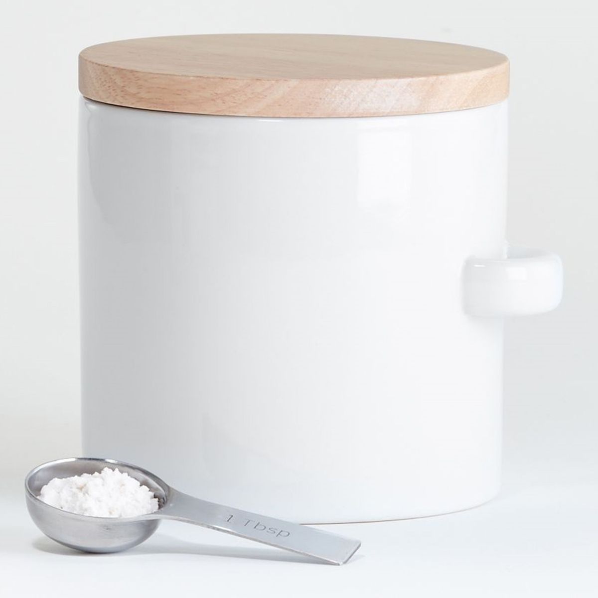 CRATE & BARREL - Contenedor Ceramica Blanco con cuchara