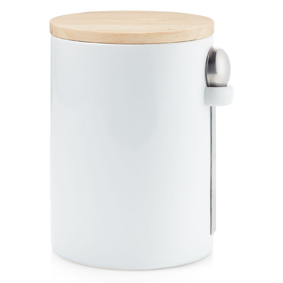 CRATE & BARREL - Contenedor Ceramica Blanco con Cuchara