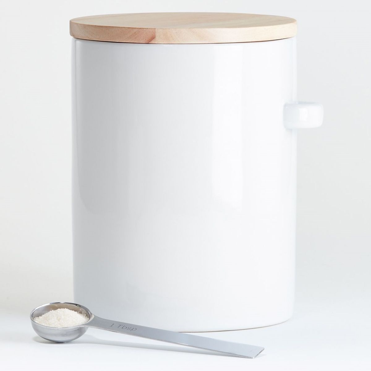 CRATE & BARREL - Contenedor Ceramica Blanco con Cuchara