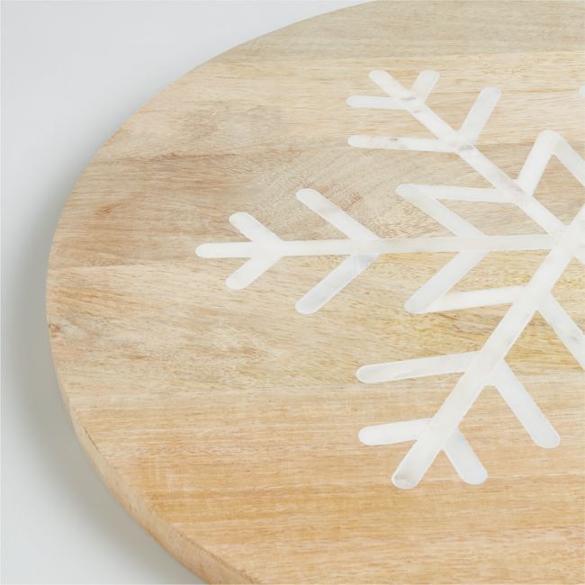 CRATE & BARREL - Tabla Madera Marmol Copo De Nieve Crate & Barrel