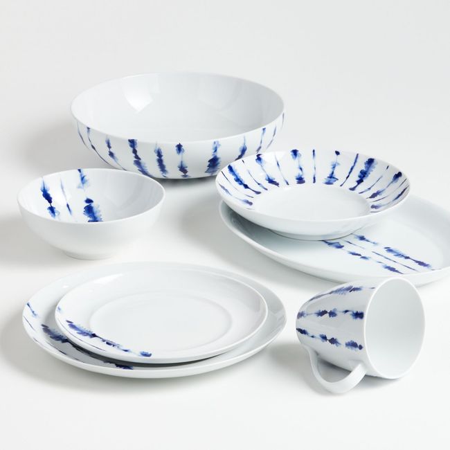 CRATE & BARREL - Bowl Blanco Y Azul Omri Crate & Barrel