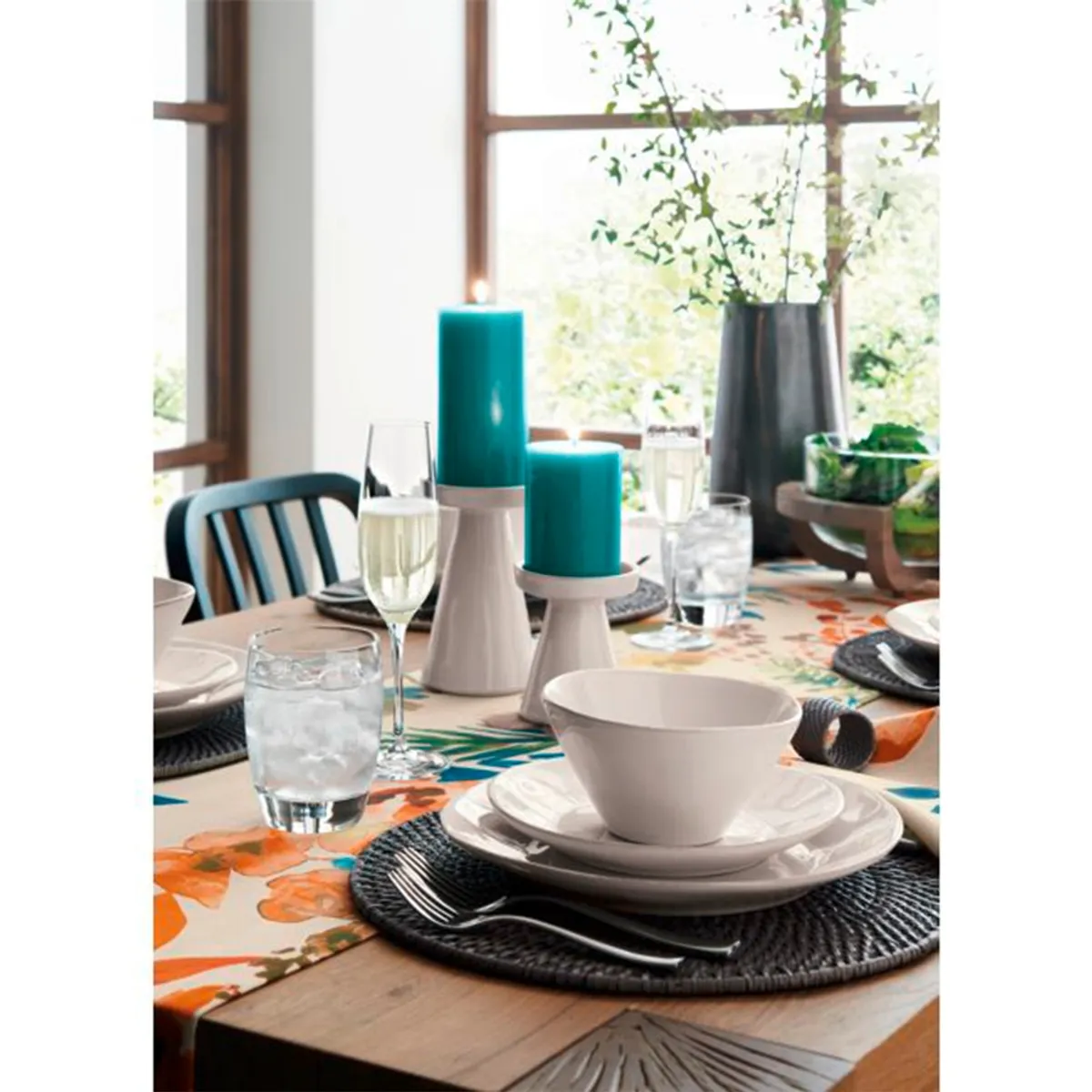 CRATE & BARREL - Individual De Ratan Gris Crate & Barrel