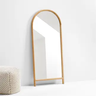 CRATE & BARREL - Espejo Natia Con Marco De Madera Roble 178x76 Cm