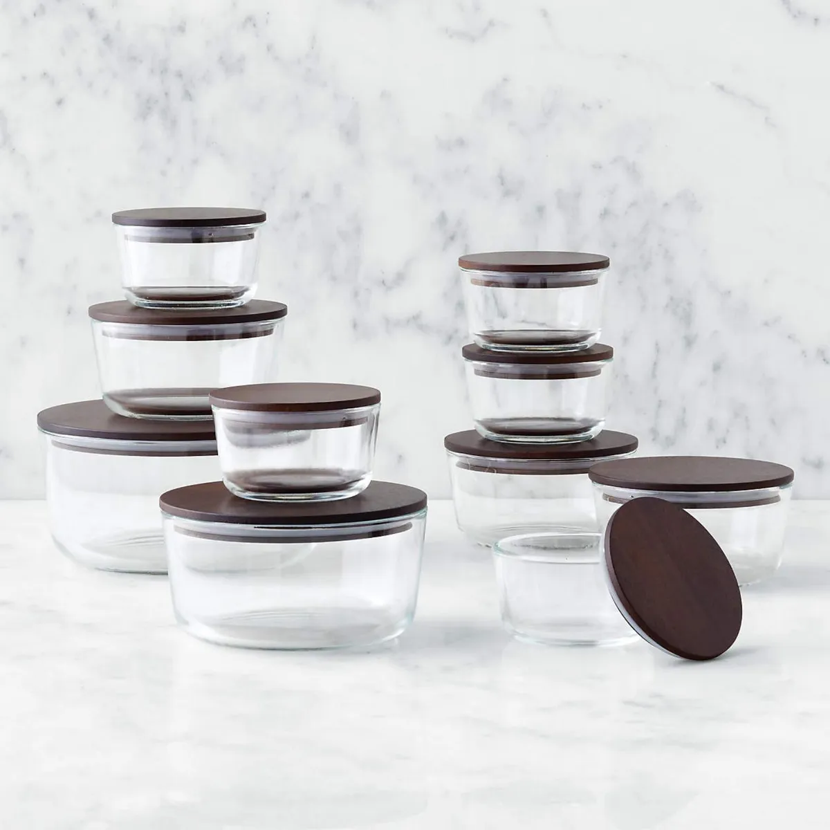 CRATE & BARREL - Set 8 Contenedores Redondos De Vidrio Crate & Barrel