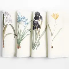 CRATE & BARREL - S 4 Servilletas Lino Flor Primaveral