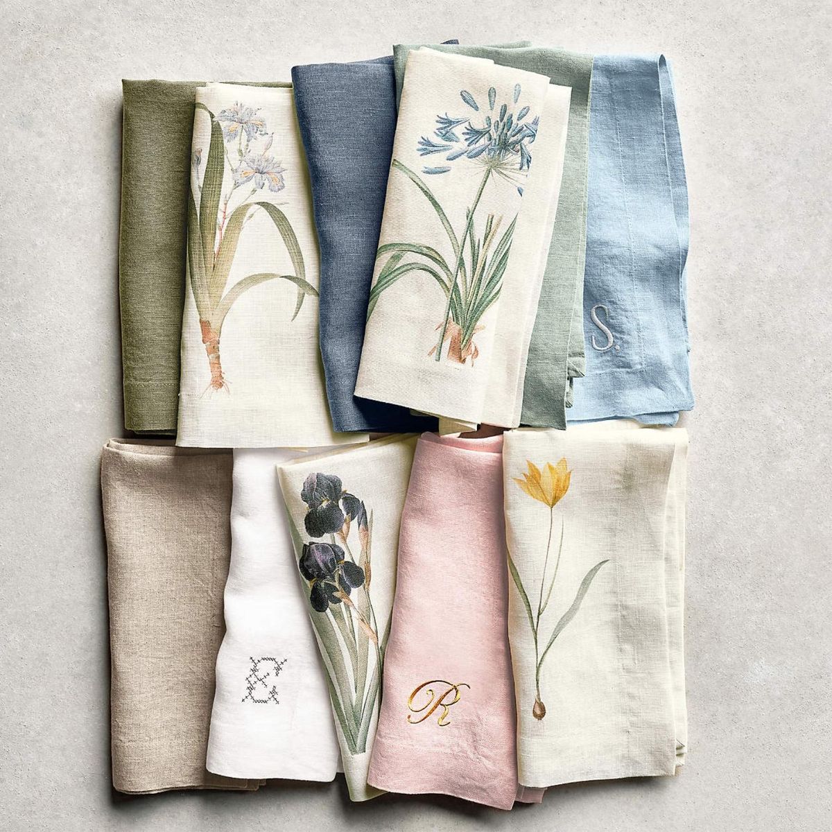 CRATE & BARREL - S 4 Servilletas Lino Flor Primaveral Crate & Barrel
