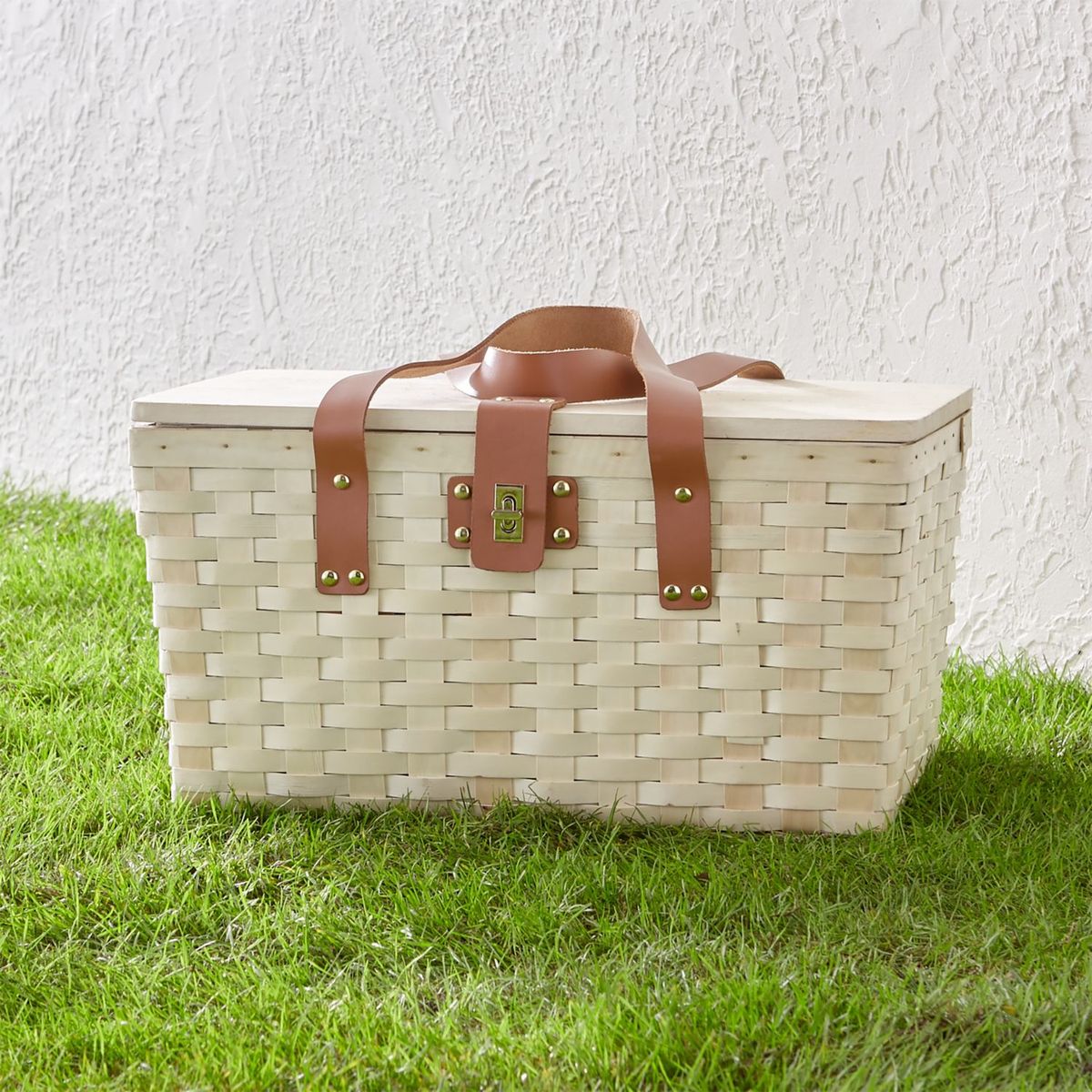 CRATE & BARREL - Cesta Picnic De Madera Equipada Crate & Barrel