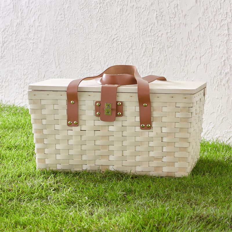 CRATE & BARREL - Cesta Picnic De Madera Equipada Crate & Barrel