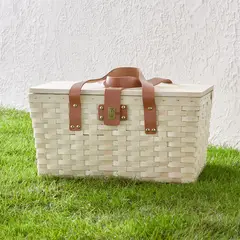 CRATE & BARREL - Cesta Picnic De Madera Equipada
