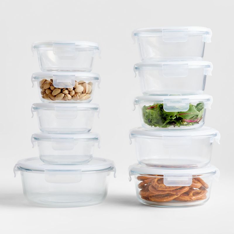 CRATE & BARREL - Set 10 Contenedores Vidrio Redondos Crate & Barrel