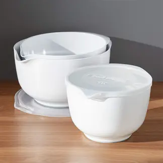 CRATE & BARREL - Set 3 Bowls Blancos Margrethe