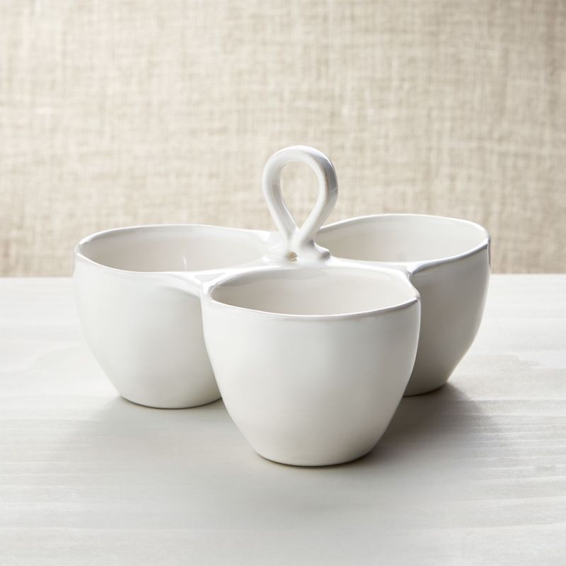 CRATE & BARREL - Plato Aperitivo Gres Marin Blanco Crate & Barrel