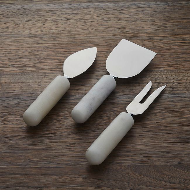 CRATE & BARREL - Set de 3 Utensilios de Queso de Mármol