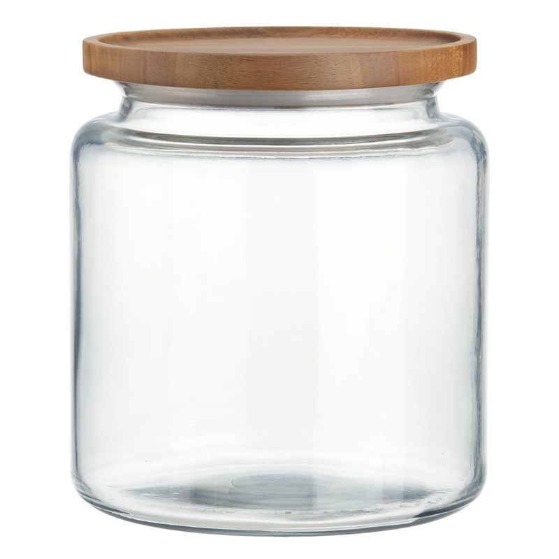 CRATE & BARREL - Frasco Vidrio Con Tapa Acacia Grande Crate & Barrel