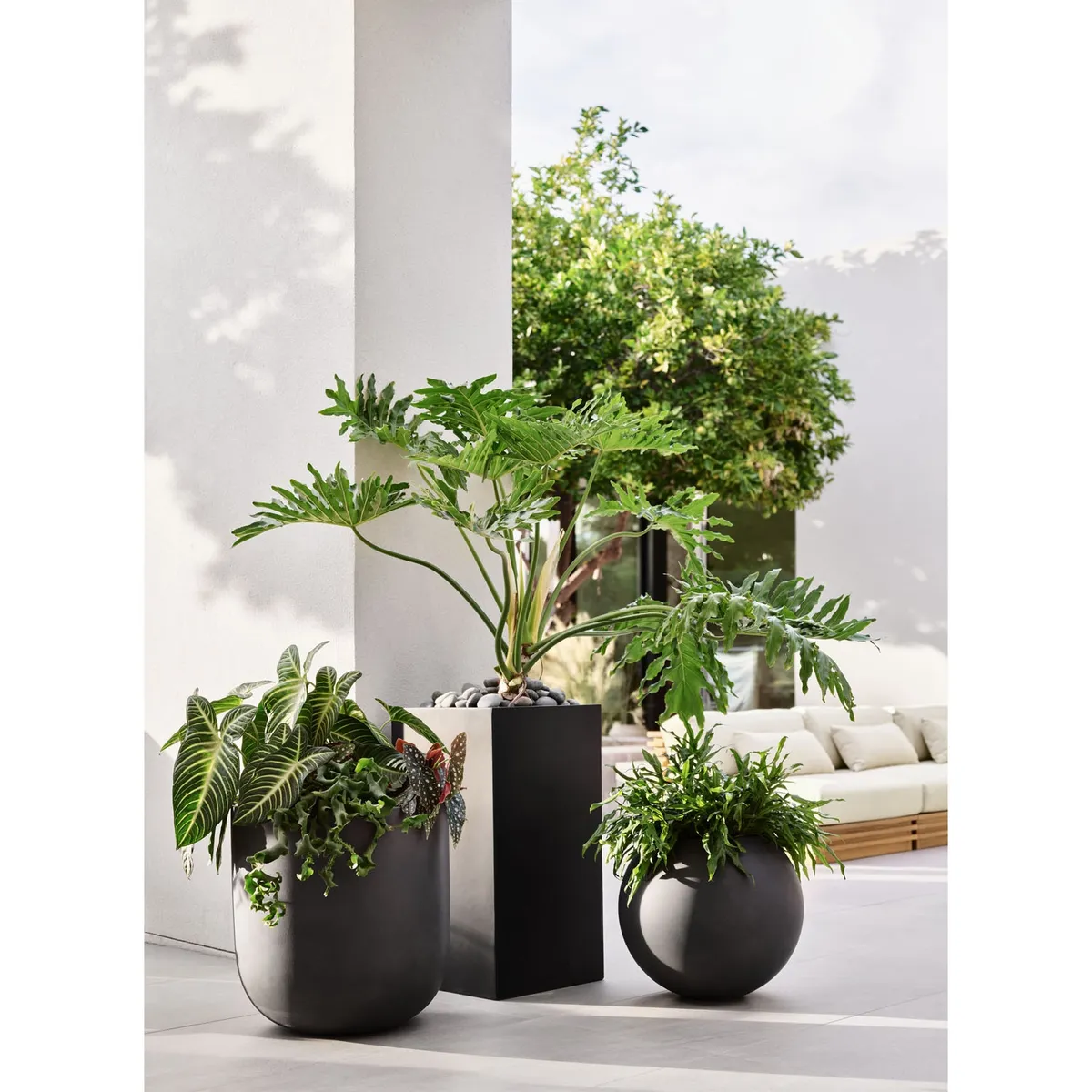 CRATE & BARREL - Macetero Sphere Gris Oscuro Crate&Barrel