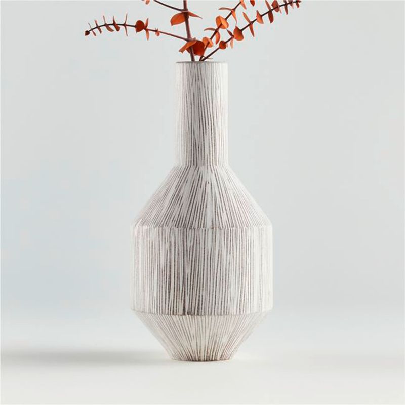 CRATE & BARREL - Florero Rasguñado Blanco Lyman Crate & Barrel