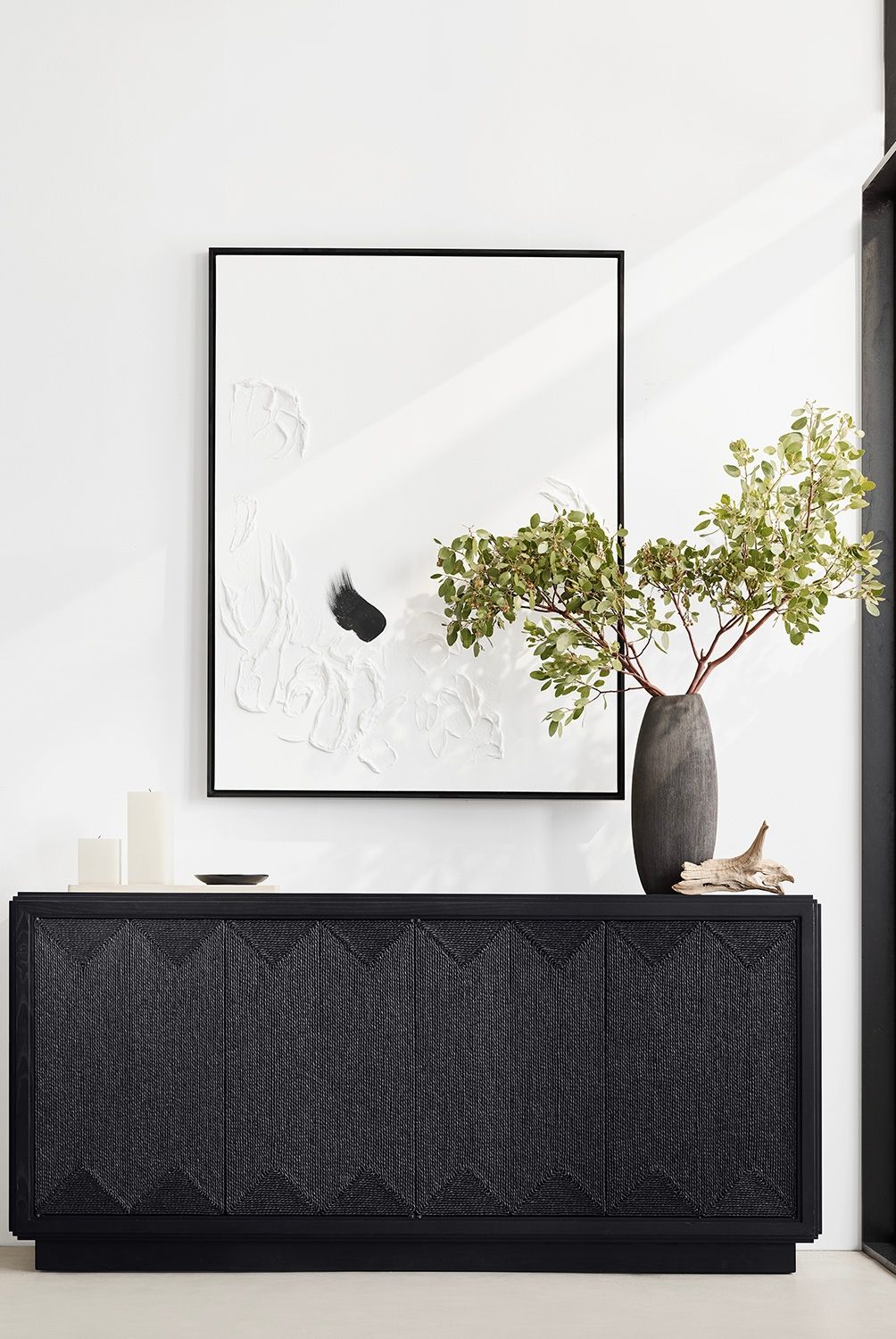 CRATE & BARREL - Rack Roseau Madera Negro Crate & Barrel