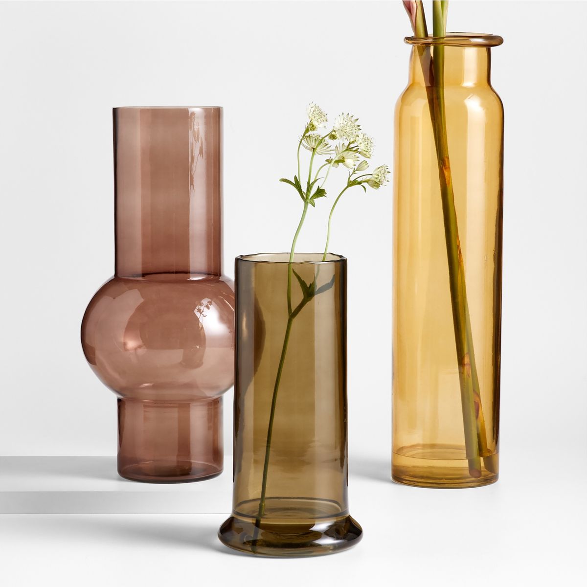 CRATE & BARREL - Florero Alto Vidrio Verde 30cm Crate & Barrel