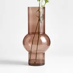 CRATE & BARREL - Jarrón Alto Vidrio Marrón 44cm