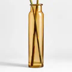 CRATE & BARREL - Jarrón Alto Vidrio Ambar 54cm