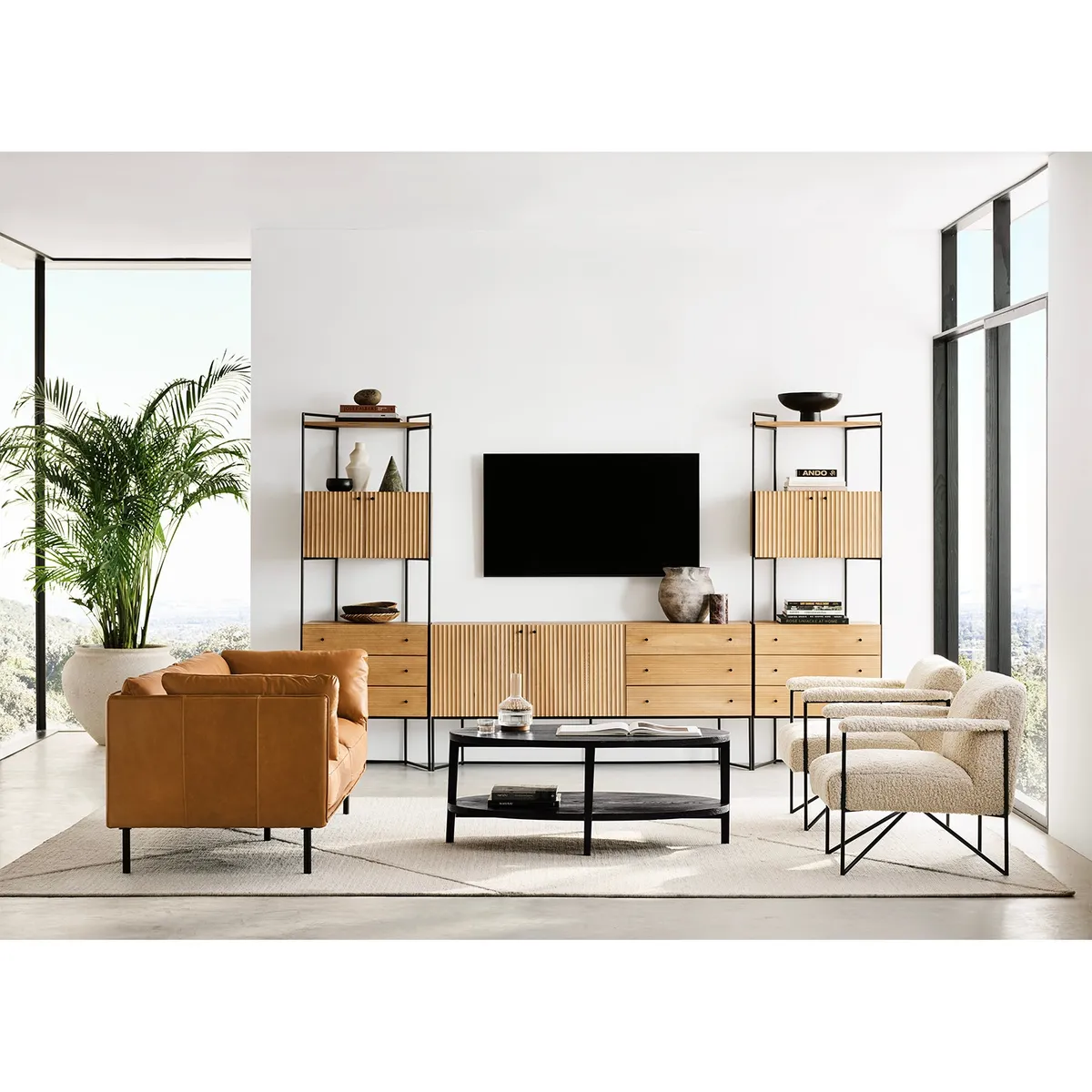 CRATE & BARREL - Rack Almacenamiento Evie Madera Crate & Barrel