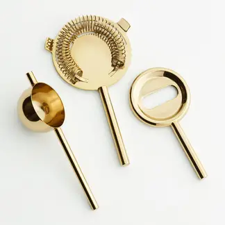 CRATE & BARREL - Set 3 Herramientas Bar Calder Brass
