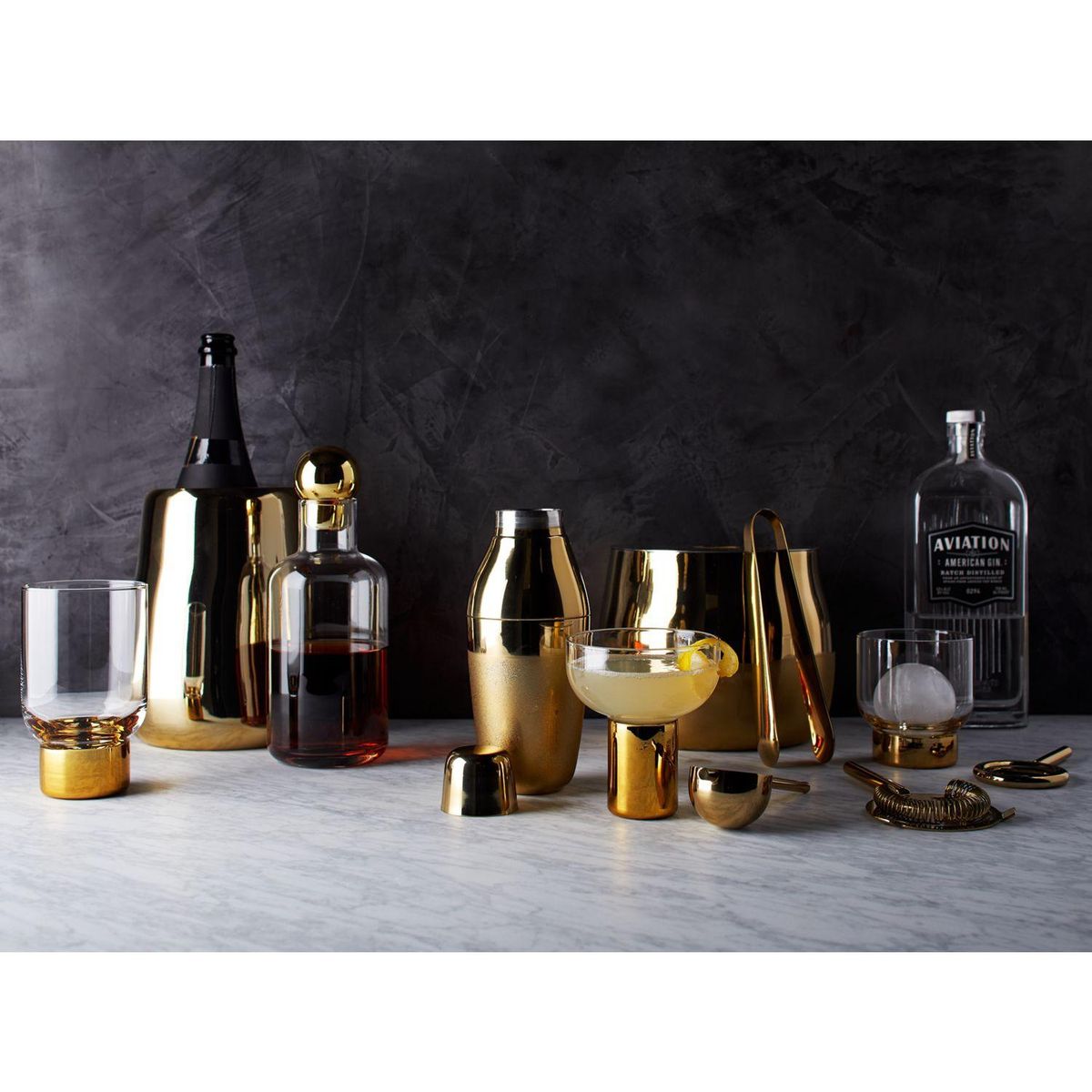 CRATE & BARREL - Set 3 Herramientas Bar Calder Brass Crate & Barrel